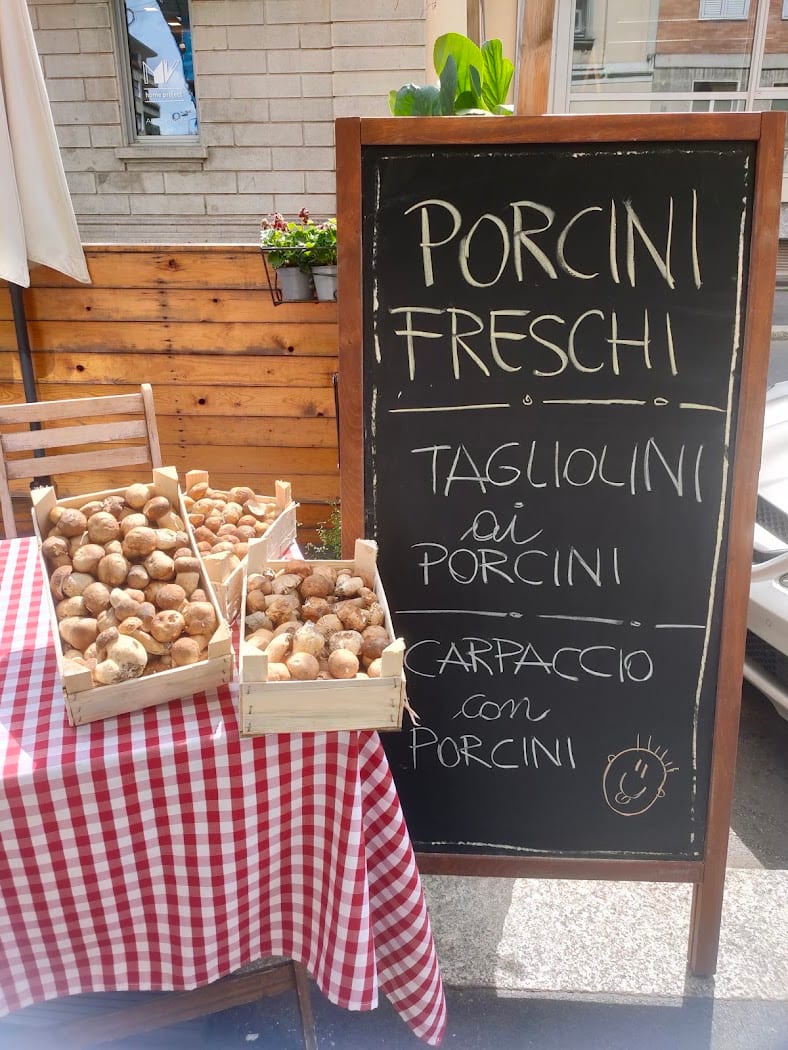 La lavagna dei porcini freschi