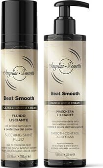 Fluido e maschera Beat Smooth, flaconi color crema