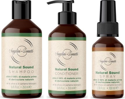 Shampoo, balsamo e spray della linea Natural Sound
