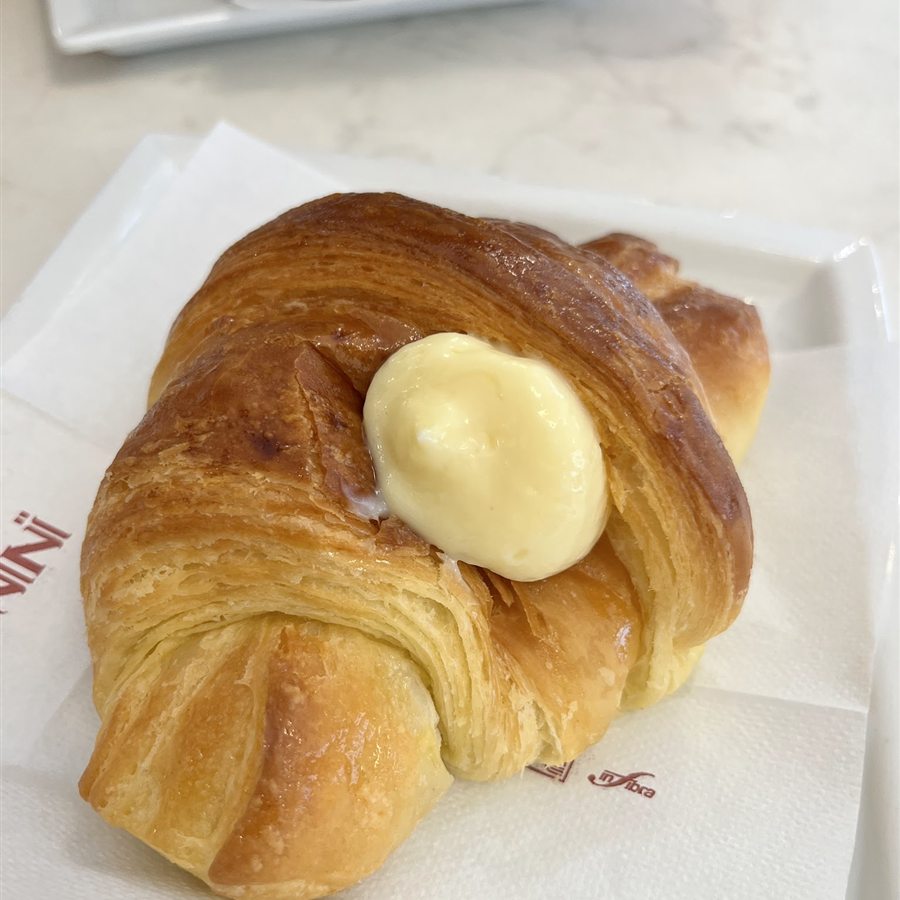 Brioche alla crema pasticcera con zucchero a velo