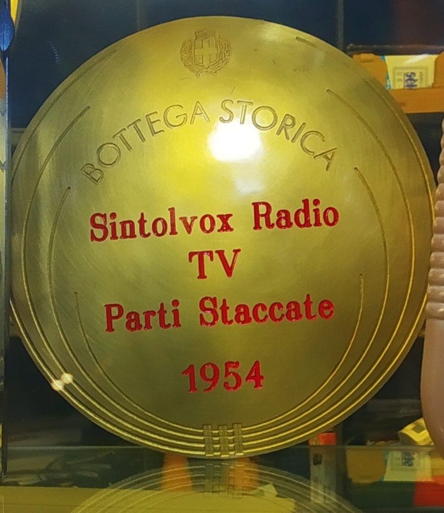 La targa d'oro Bottega Storica: Sintolvox Radio TV Parti Staccate 1954